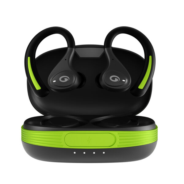 Wireless Sport Earbuds with Ear Hooks - Green & Black